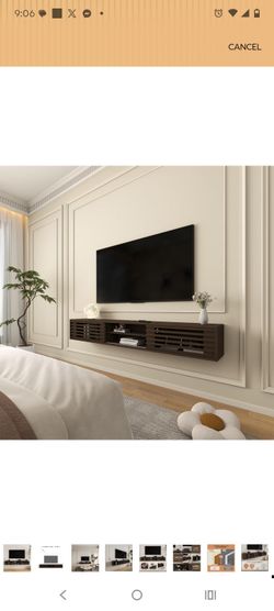 Floating Wall-Mounted TV Console Dark Walnut