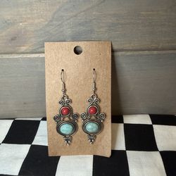 Faux Turquoise Dangle Earrings