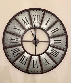 Large Industrial Galvanized Metal Wall Clock