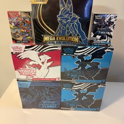 Pokemon Tcg Lot Black Bolt White Flare Mega Evolutions Etb Booster Bundle