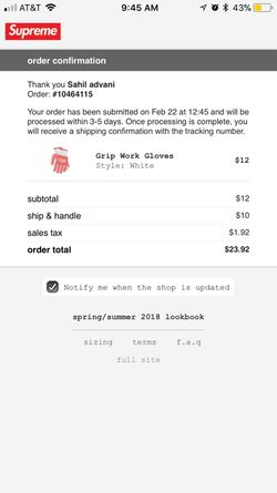 Supreme grip work gloves deadstock open to trades