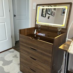 3 In 1 Vanity Desk With Flip Top Mirror