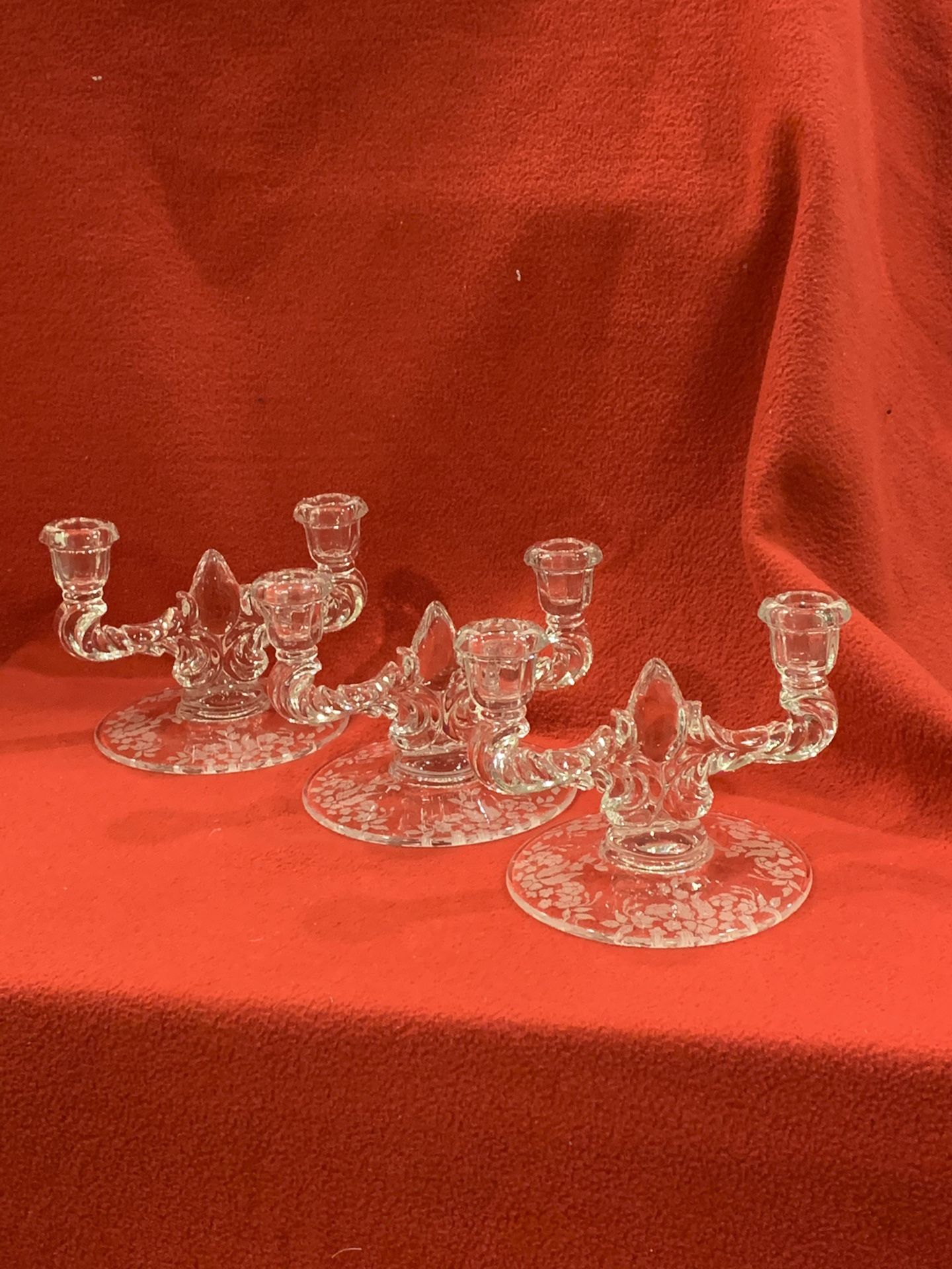 3 Vintage Crystal Candelabras