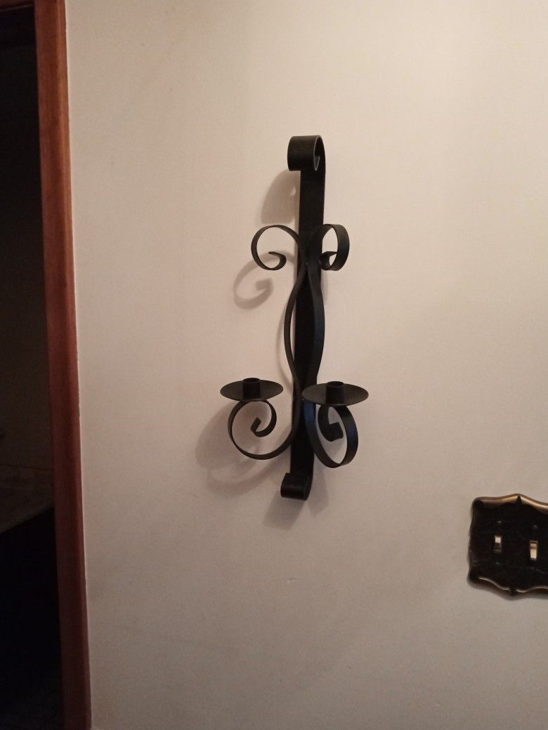 Vintage Black Iron Candelabra/20x8 Inches/ 2 Candle Holder 