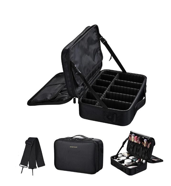 Byootique Portable Oxford Makeup Artist Soft Train Bag Case 13x9x4 (Color: Black) - Halloween Sale