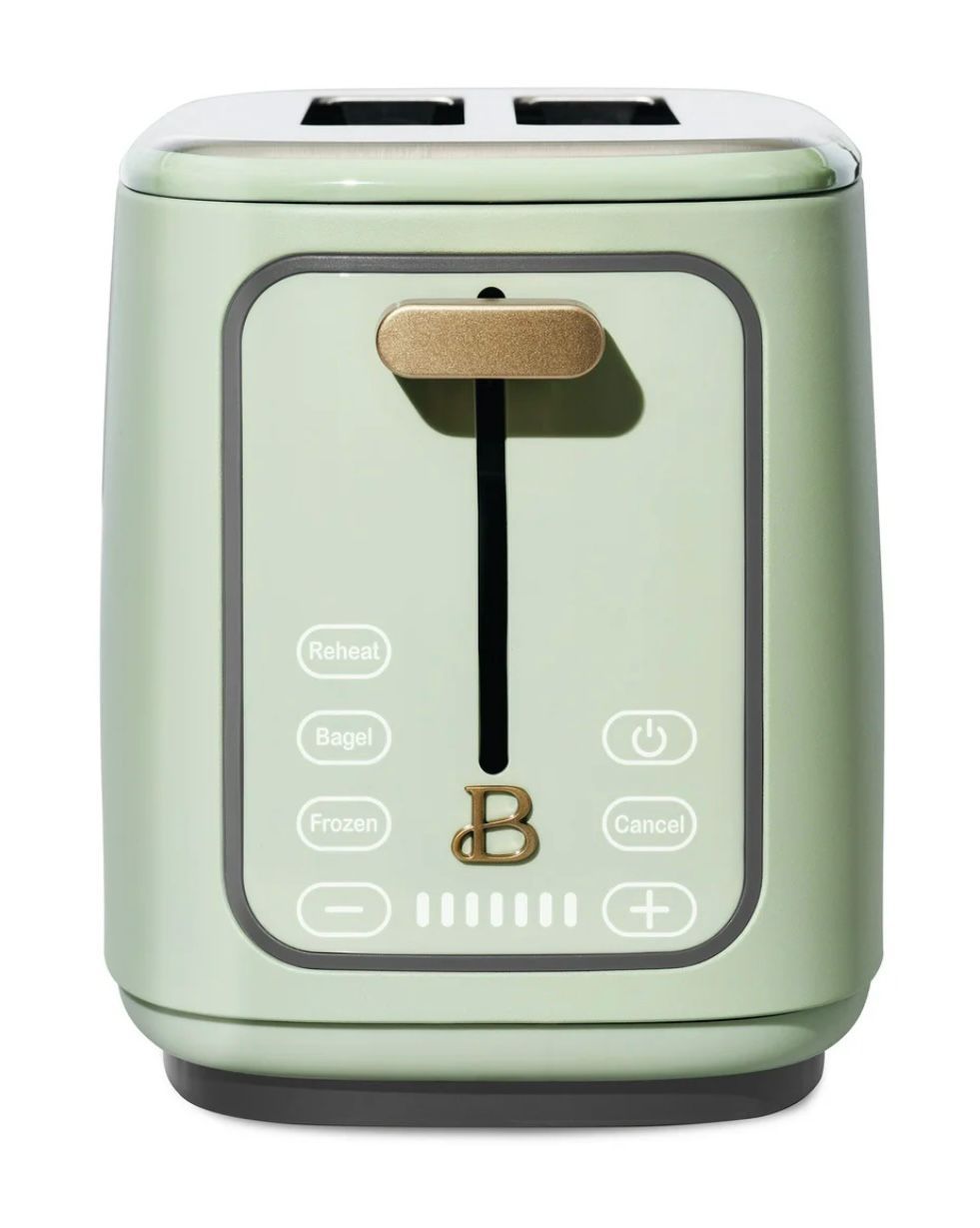 Beautiful 2 Slice Toaster with Touch-Activated Display, Sage Green