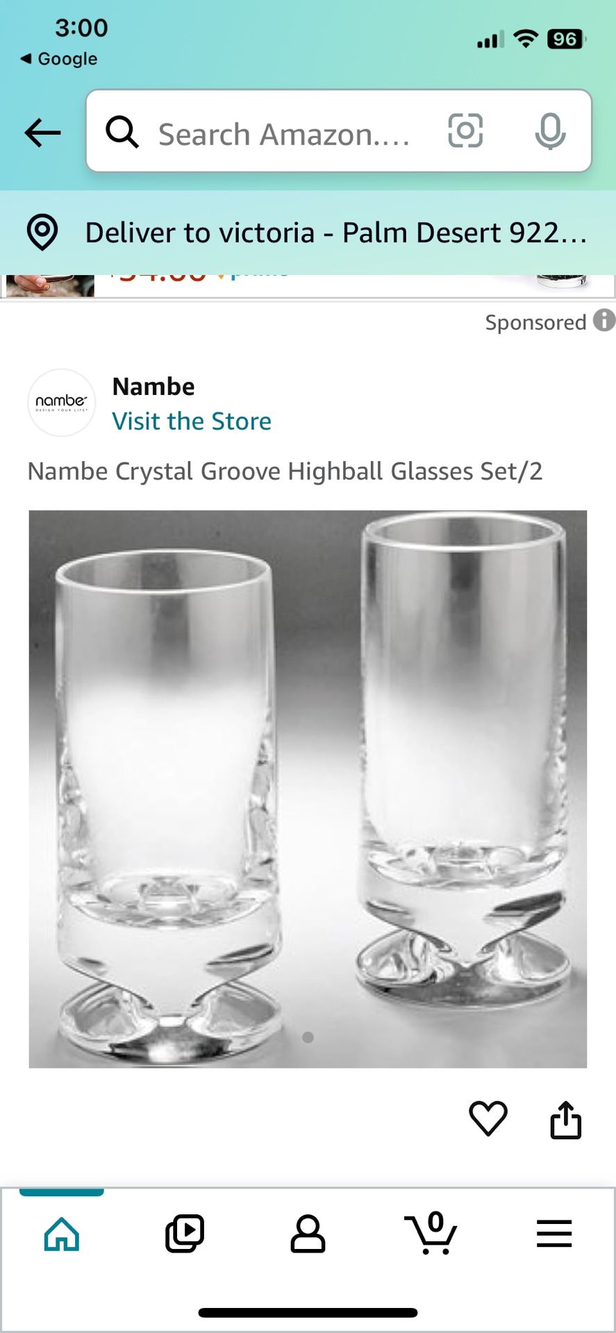 Vintage Nambe Groove Crystal Hi Ball cocktail Glasses
