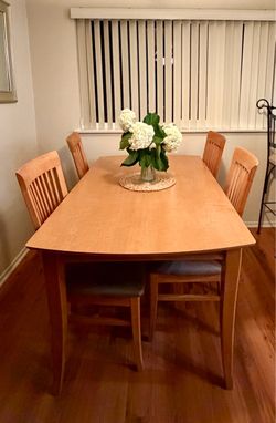 Wood Dining Table with 4 Chairs