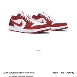 Air Jordan 1 Low (GS) - Gym Red/White  Size 7Y  