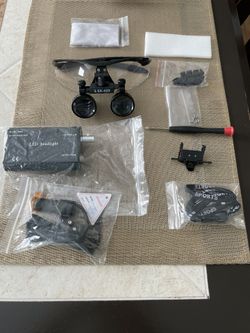 3.5 X 16.535  In Binocular Magnifying Glass With LED Main Light Silver Aluminum Case, Premium Optics Offer Lean Images