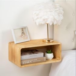 Floating Nightstand Oak Wooden Shelf Wall Mount - Stylish & Minimalistic Bedside Shelf