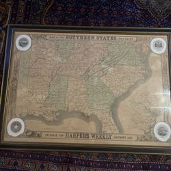 Harper’s Weekly 11-9-1861 Lg Map Of The Southern United States