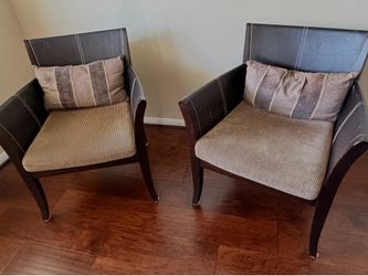Set of 2 Modern Barrel Accent Chairs  - Espresso