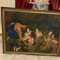 “Hylas and the Nymphs” A painting by the English artist John William Waterhouse from the late 19th century, 1896. Oil on canvas.  