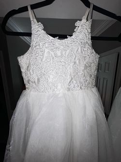 Kids White Lace Tulle Formal Dress