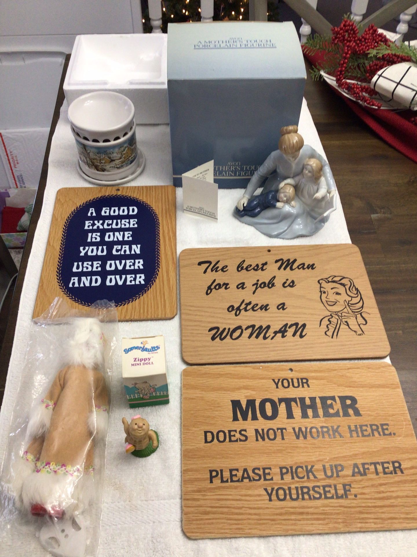 Vintage 1980’s Mother’s Day Figurine, Winter Village Candle Warmer, Native American Inuit Doll, Zippy Doll