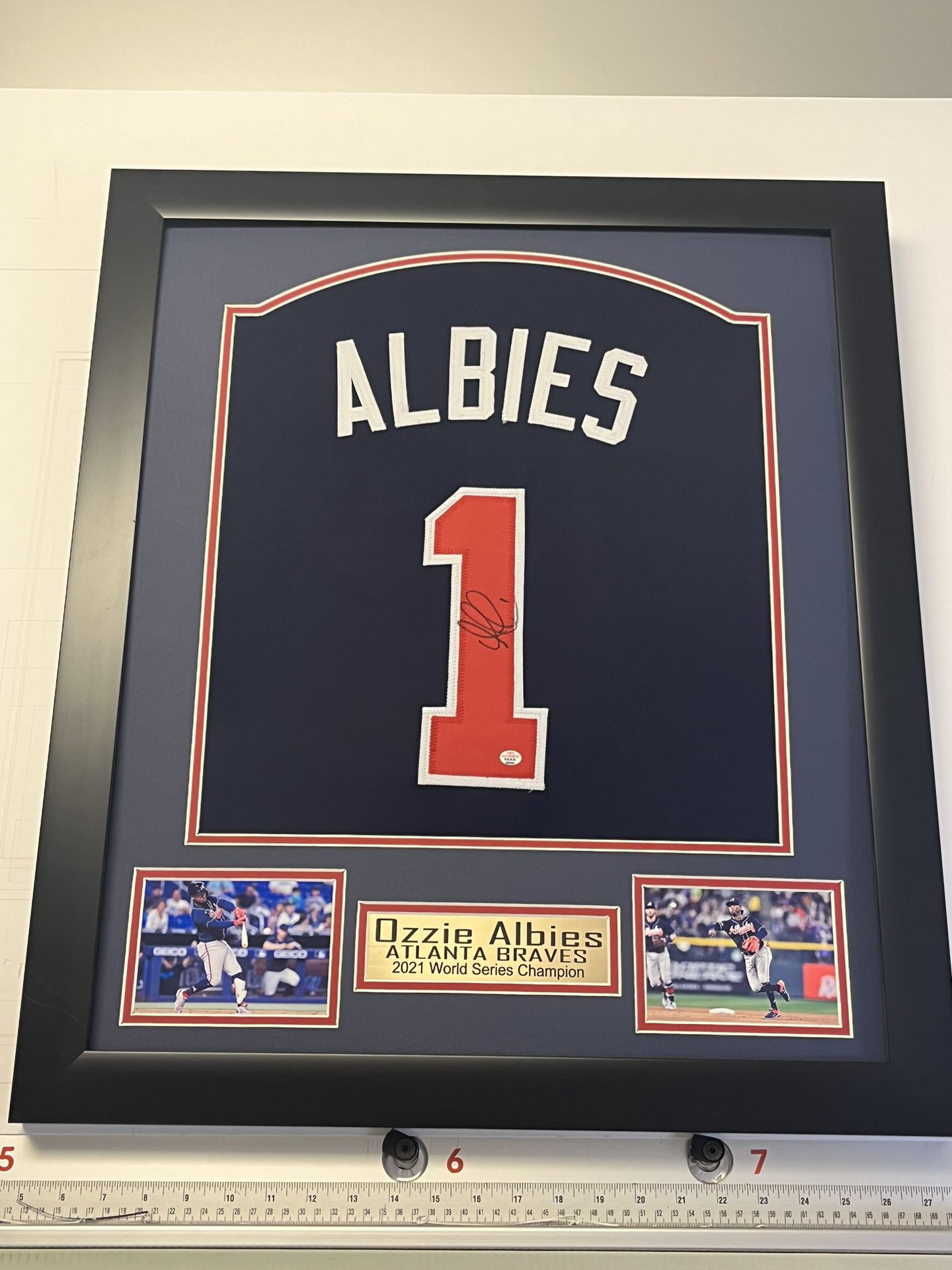 Ozzie Albies Signed Jersey Framed With Certificate 