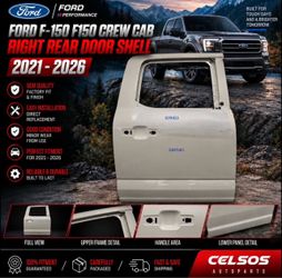 FORD F-150 F150 CREW CAB RIGHT REAR DOOR SHELL  2021  -  2026