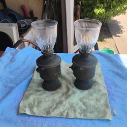 Antique Nautical Lamps With Glass All Brass Very Good Shape