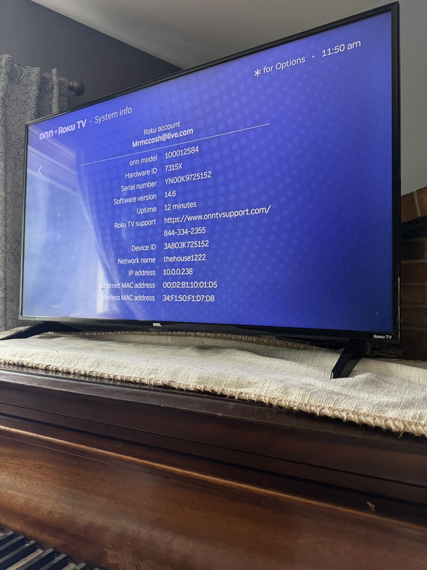 onn 43” Class 4K UHD (2160P) LED Roku Smart Television HDR (100012584)