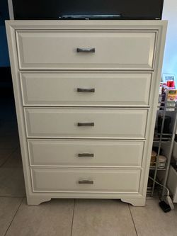 White 5-Drawer Dresser & Matching Nightstand - WILL TAKE BEST OFFER