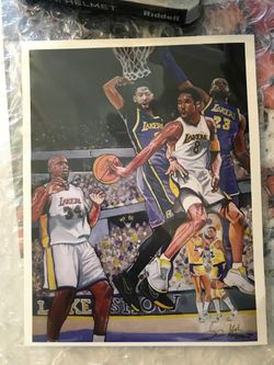 Kobe Shaq vs Lebron AD 8x10 drawing