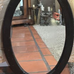 Vintage 1970S Italian Oval Wall Mirror With A Smoke Glass Frame
