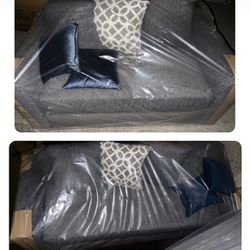 New Dark Grey Couch Set Of Two With Pillows