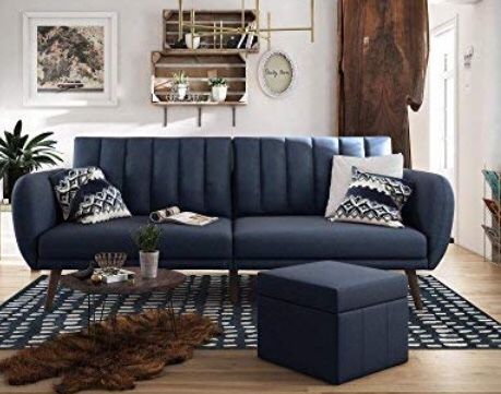 Multi position navy futon sofa