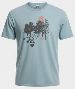 North Face Graphic T Shirt Mens XL Mint Green Blue Forest Sun Path Hiking Tee