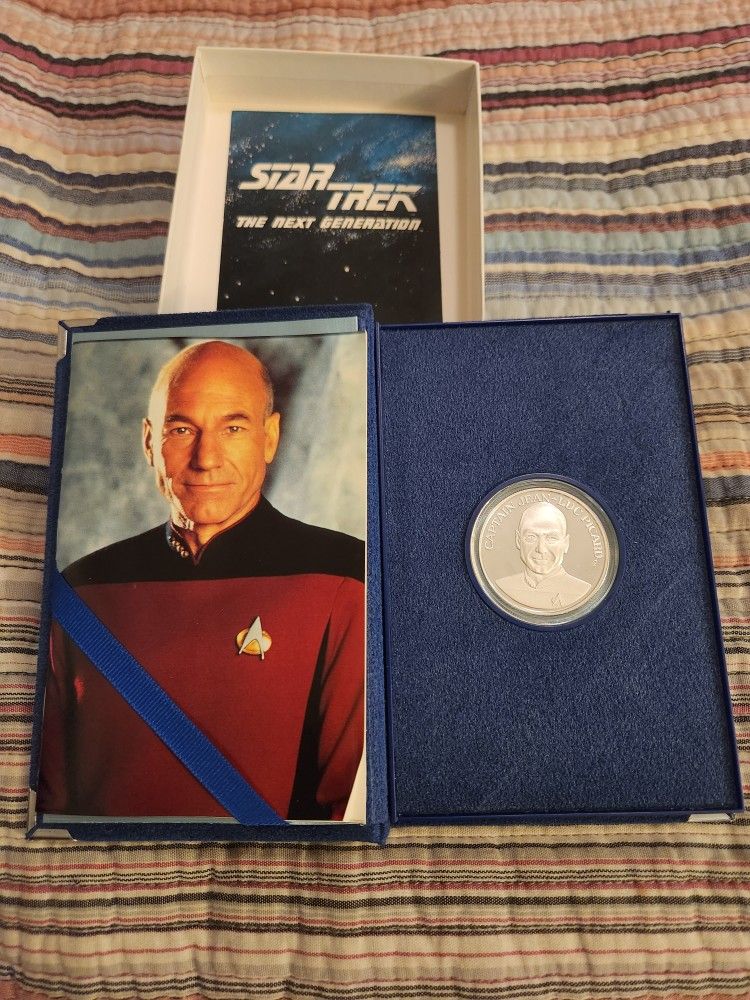 Star Trek: The Next Generation Captain Picard 1 Oz Proof Silver Coin 1992, MIB
