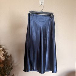 Alcea Rosea Satin A Line Midi Skirt 