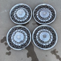 Vintage OEM Cadillac Wire Hubcaps – 3 Matching + 1 Spare (15”)