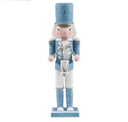 Blue Glitter Drummer Nutcracker Figurine