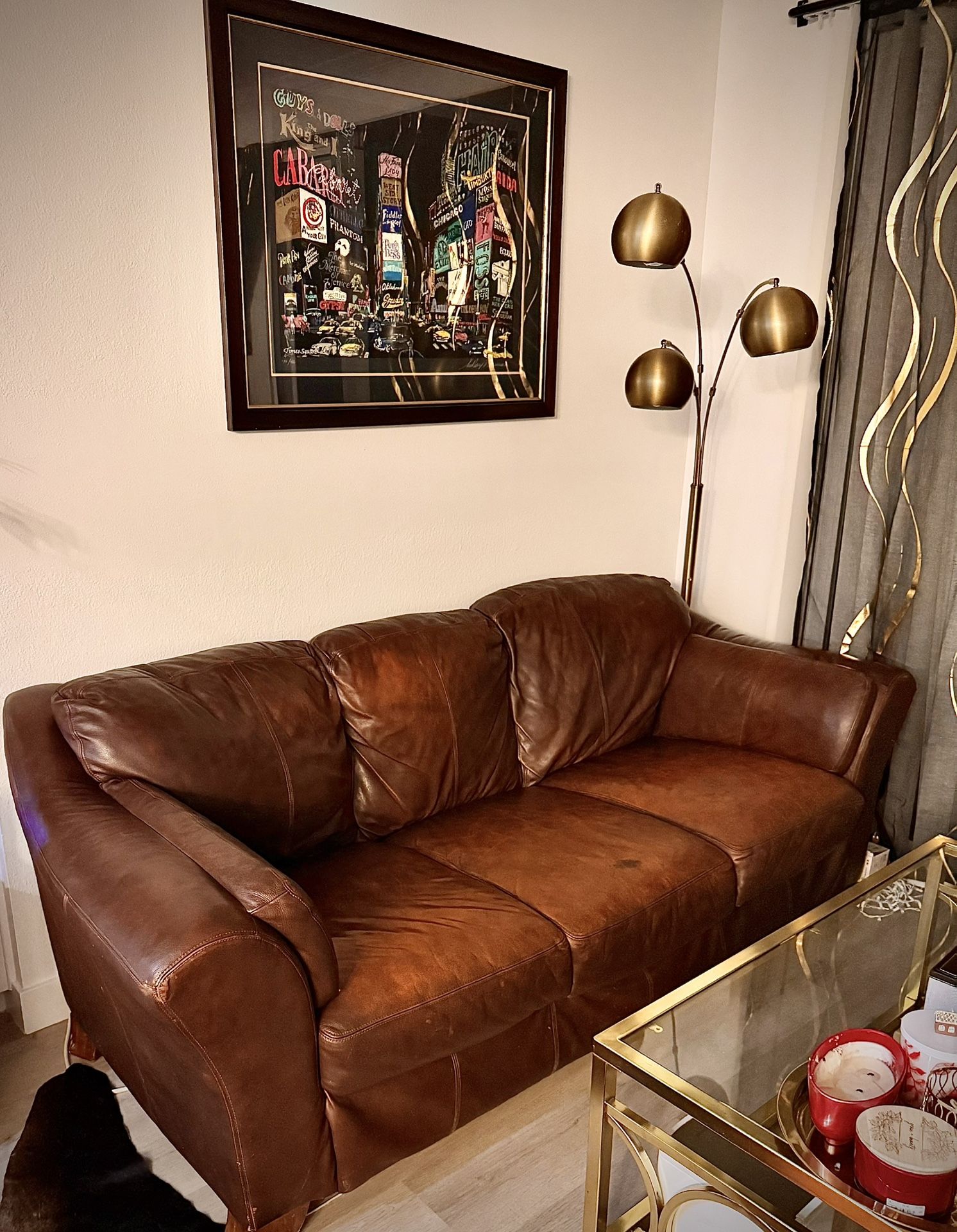 REAL LEATHER COUCH …. EXTREMELY COMFORTABLE