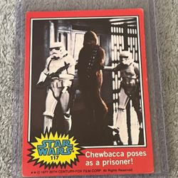 1977 Topps Star Wars Series 2 red border #117 chewbacca poses as a prisoner