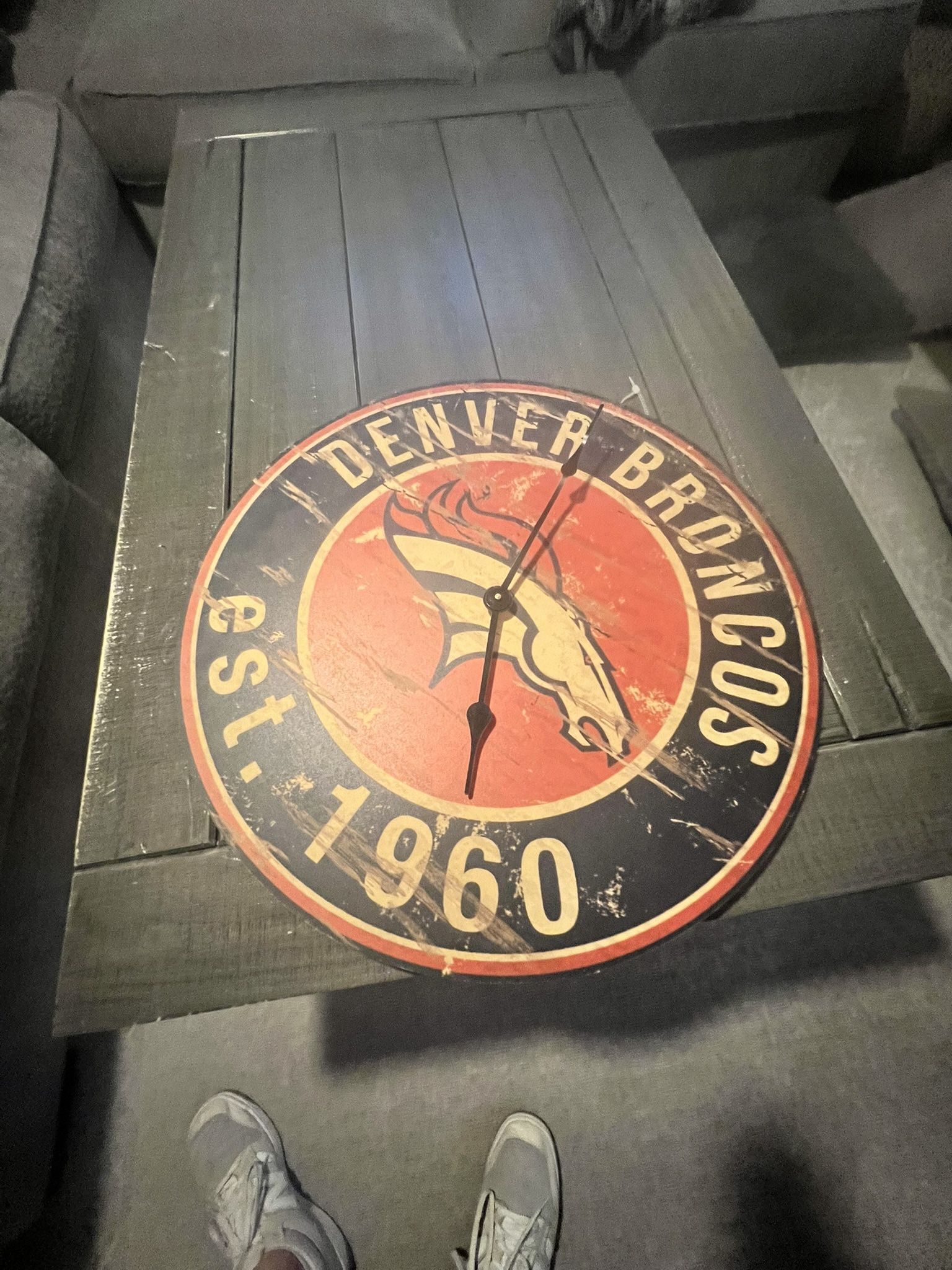 Wood Broncos Clock