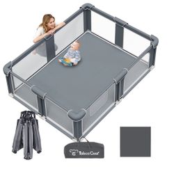 G TALECO GEAR Baby Playpen with Mat, Large Play Yard for Babies and Toddlers, Portable Baby Activity Center for Indoor & Outdoor, Black(50‘’×50‘’)(JP5