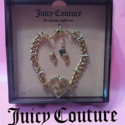 Juicy Couture Heart Bracelet and Earrings Set 