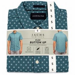 Jachs New York Men Flex Button Up Green S NWT