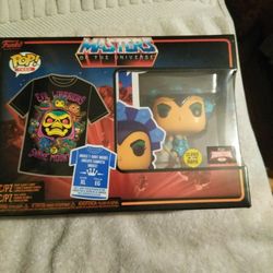 Funko Pop Tees Masters Of The Universe Evil Lyn Glow In The Dark Figure And XL Tee Shirt Limited Edition Target.Con 2022