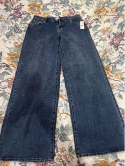 PacSun Women's Low Rise Baggy Wide Leg Blue Medium Wash Denim Jeans
