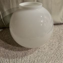 Antique White Glass Round Lamp Shade Cover 4” Diameter Opening RARE! Mint