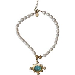 Signed SUSAN SHAW Baroque Pearl Turquoise Necklace*Rare*