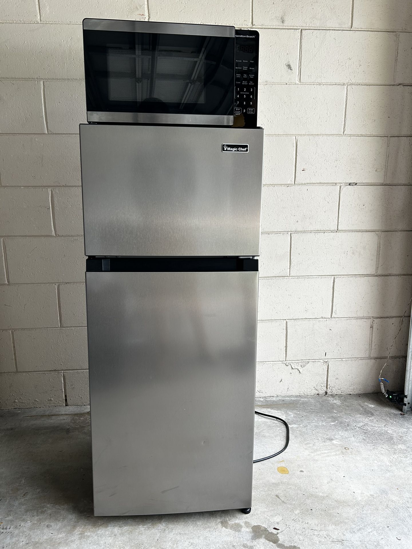 Magic Chef 4.5 cu Mini fridge with Freezer and Hamilton Beach Microwave