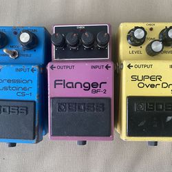 3 Made In Japan Boss Pedals CS-1 SD-1 BF-2
