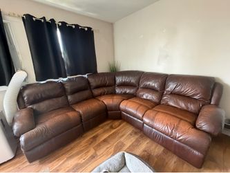 Brown leather couch