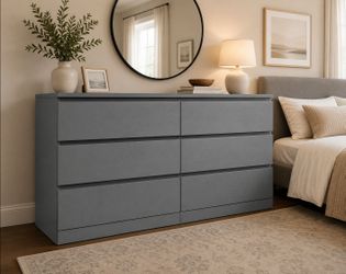 Gray 6-Drawer Double Dresser