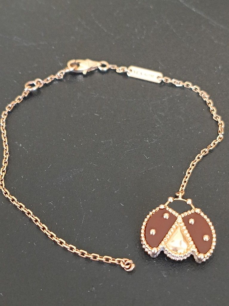 Van Cleef & Arpels 18K Rose Gold Ladybug Bracelet 