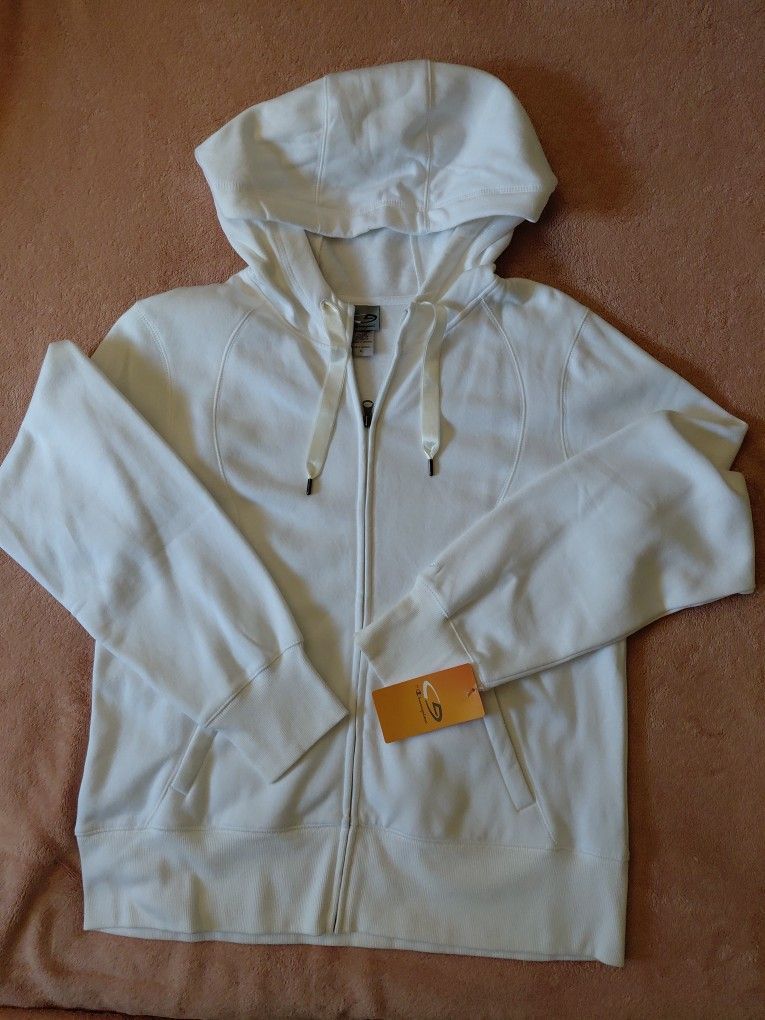c9 by Champion women's XS hooded sweatshirt white full zip long sleeve 2 pockets